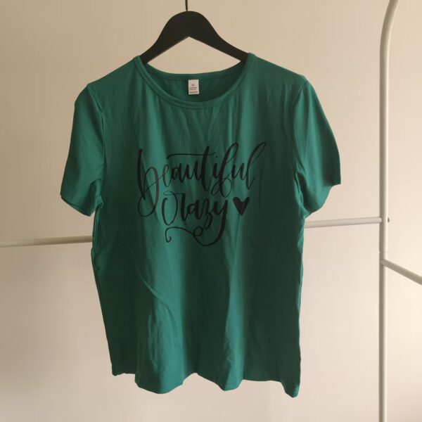 Comfortable dark green round-neck short-sleeved T-shirt