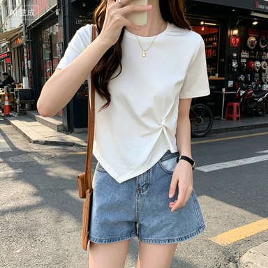Casual Cotton T-shirt and Denim Shorts for Women