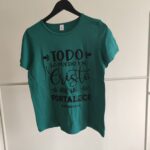 Dark green Spanish language printed short-sleeve T-shirt