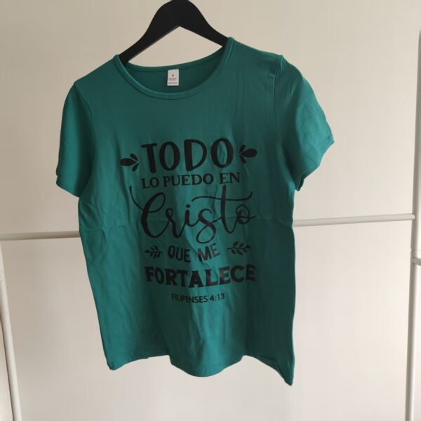 Dark green Spanish language printed short-sleeve T-shirt